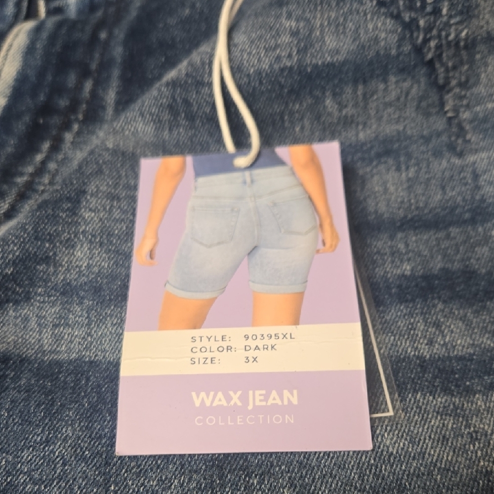 Wax Jean Distressed Blue Women's Bermudas - Picture 2 of 4